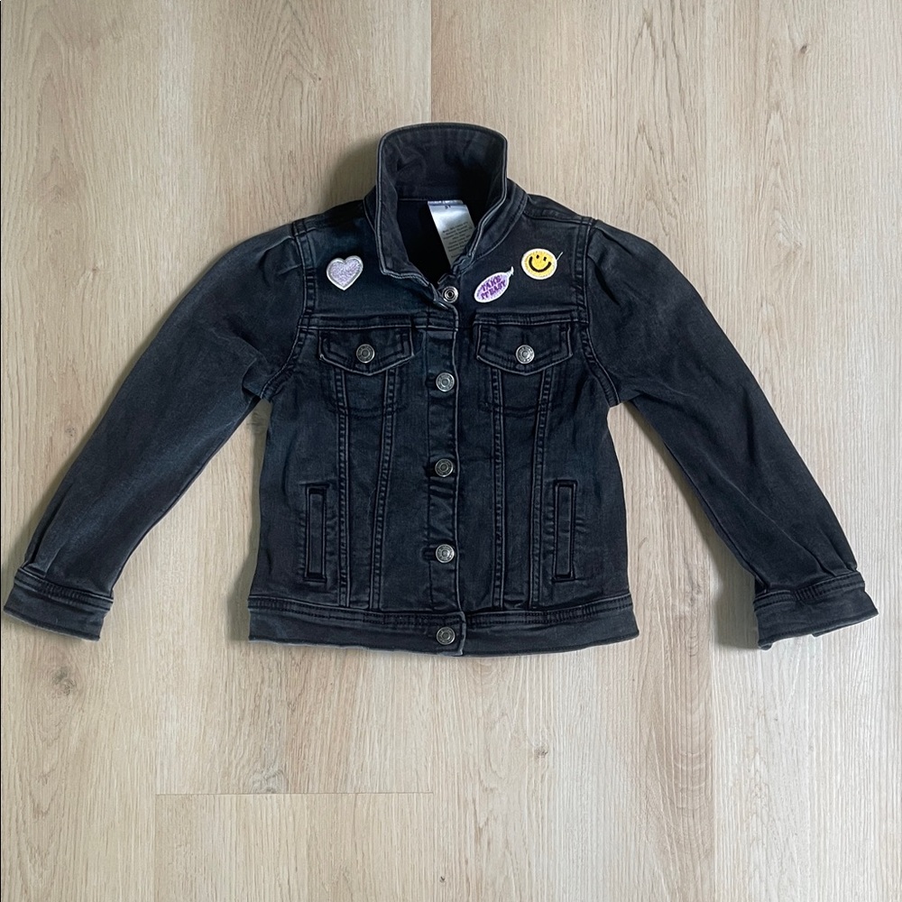 Okie Dokie Black Jean Jacket with Fun Patches